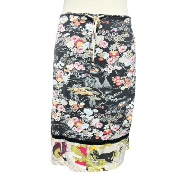 Weavers Girl Asian Y2K Skirt Medium * Pull On Floral Stretch Geisha Japanese VTG - Picture 1 of 11